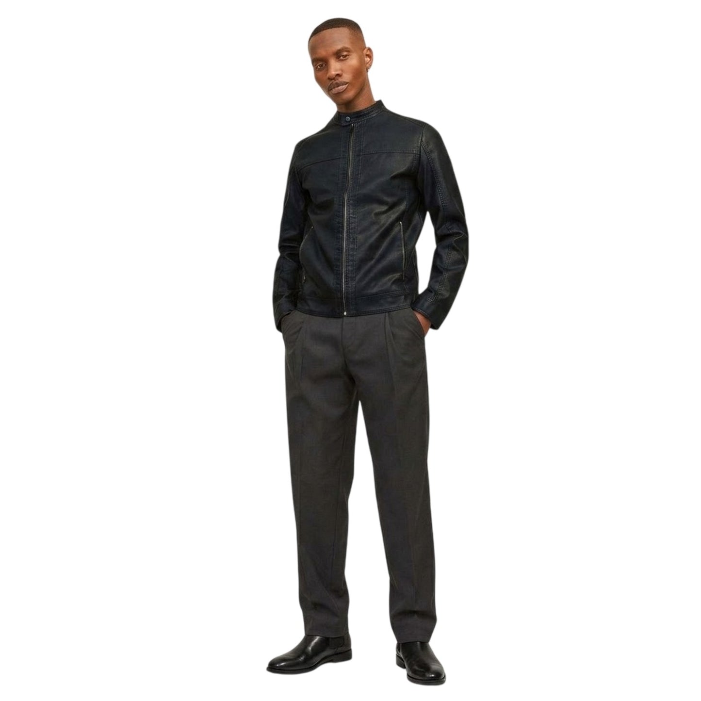 Black - Pack Shot - Jack And Jones Mens Warner Pocket Zipped Jacket