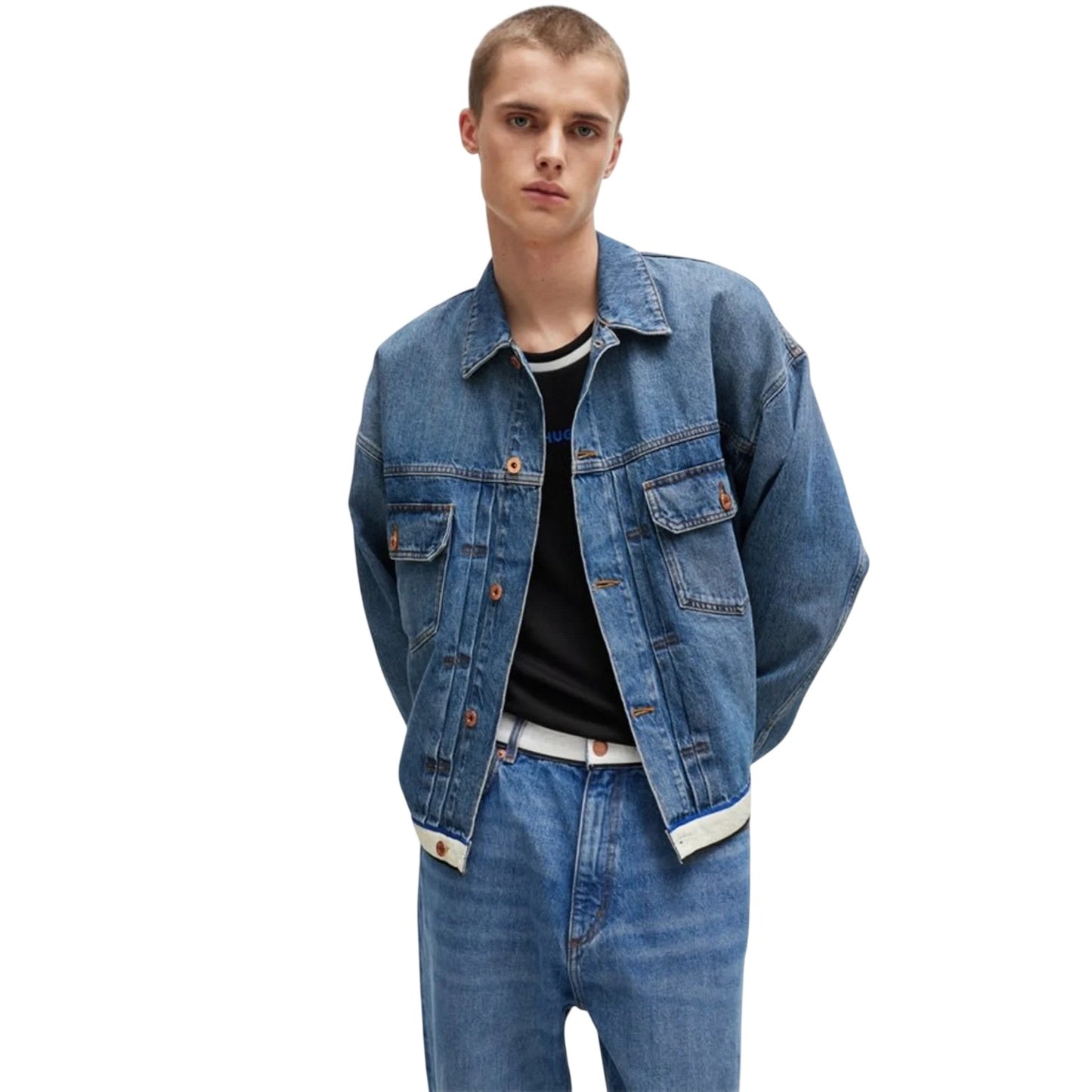 Medium Blue - Pack Shot - Hugo Mens Corso Denim Jacket