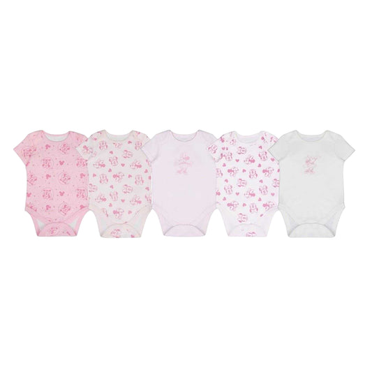 Pink - Front - Disney Baby Minnie Mouse Bodysuit (Pack of 5)