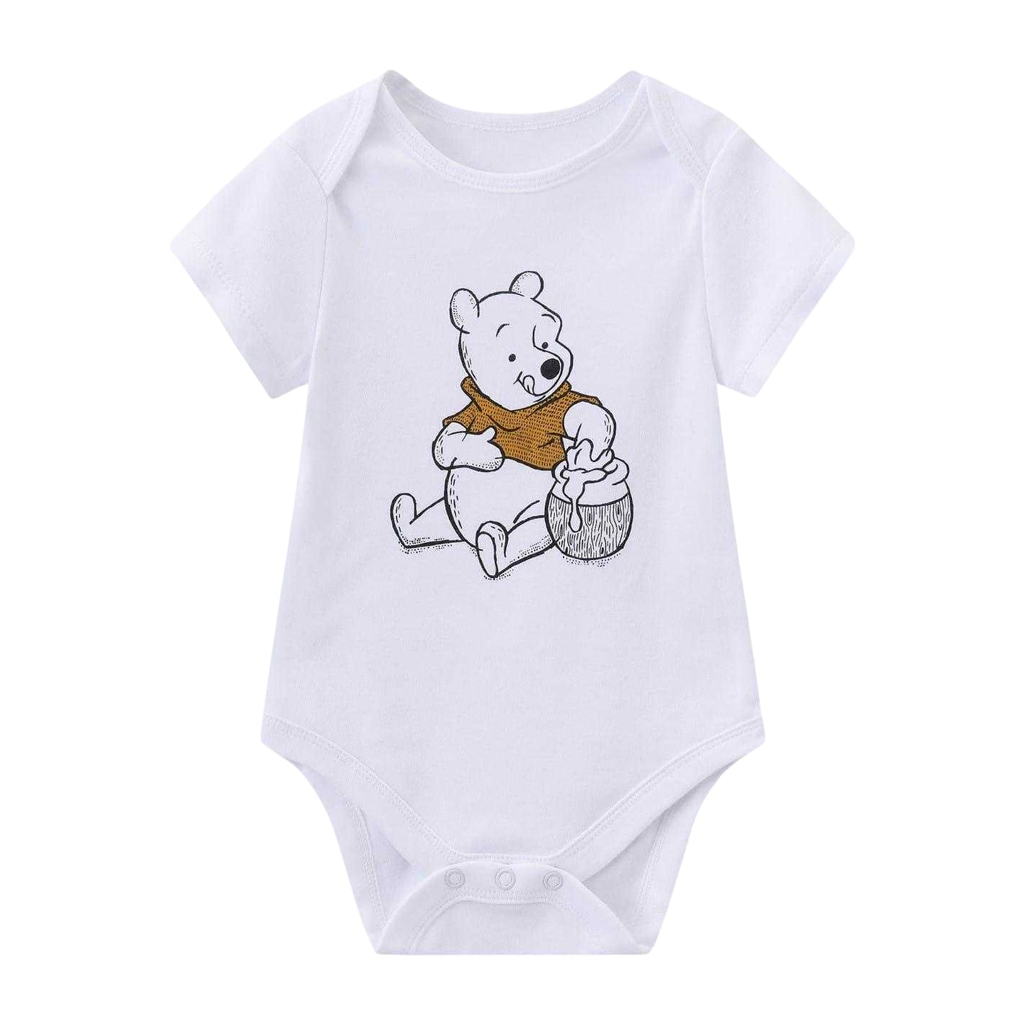 Beige - Side - Winnie the Pooh Baby Cotton Bodysuit (Pack of 5)