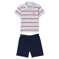 Blue - Front - Lacoste Baby Stripe Organic Cotton Top & Bottom Set