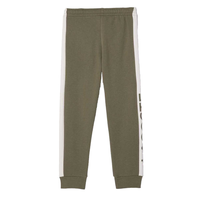 Green - Back - Lacoste Childrens-Kids Fleece Printed Jogging Bottoms
