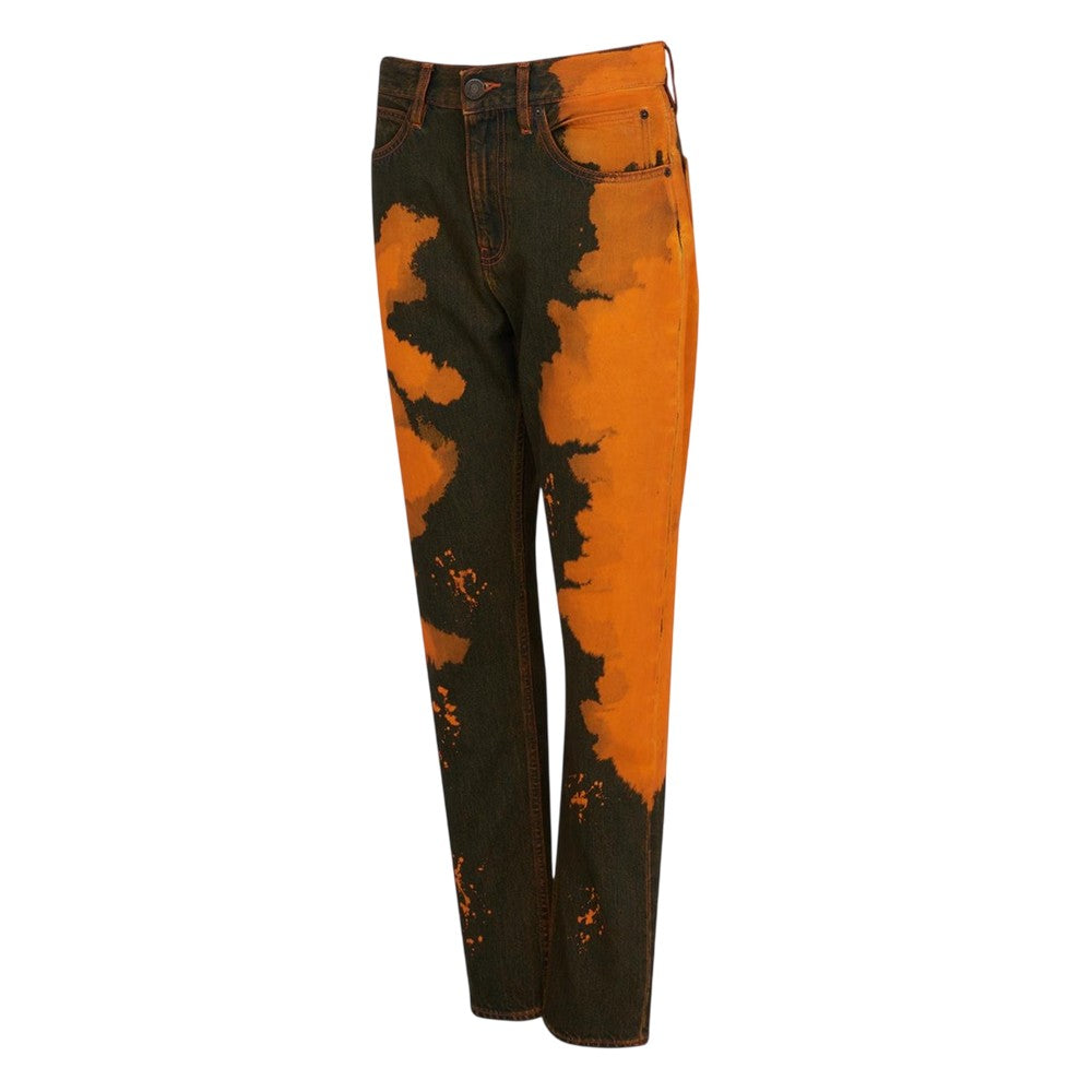 Orange-Black - Side - Calvin Klein Womens-Ladies Denim Paint Splatter Jeans
