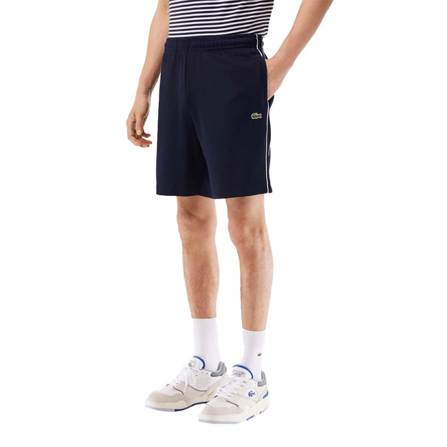 Blue - Side - Lacoste Mens Paris Interlock Regular Shorts