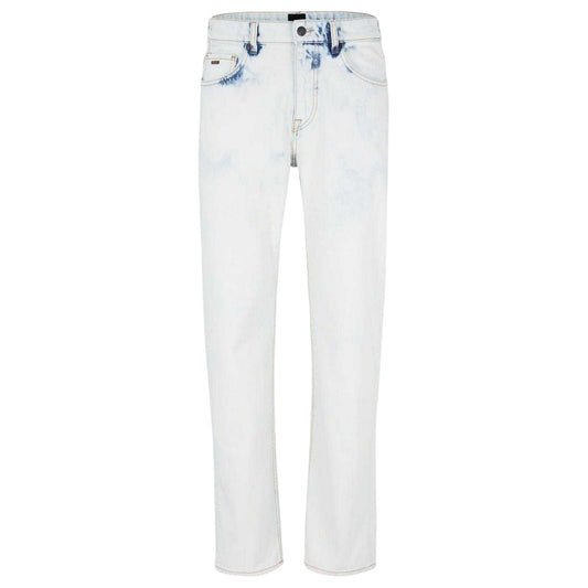 Pastel Blue - Front - Boss Mens Denim 5 Pockets Straight Leg Jeans