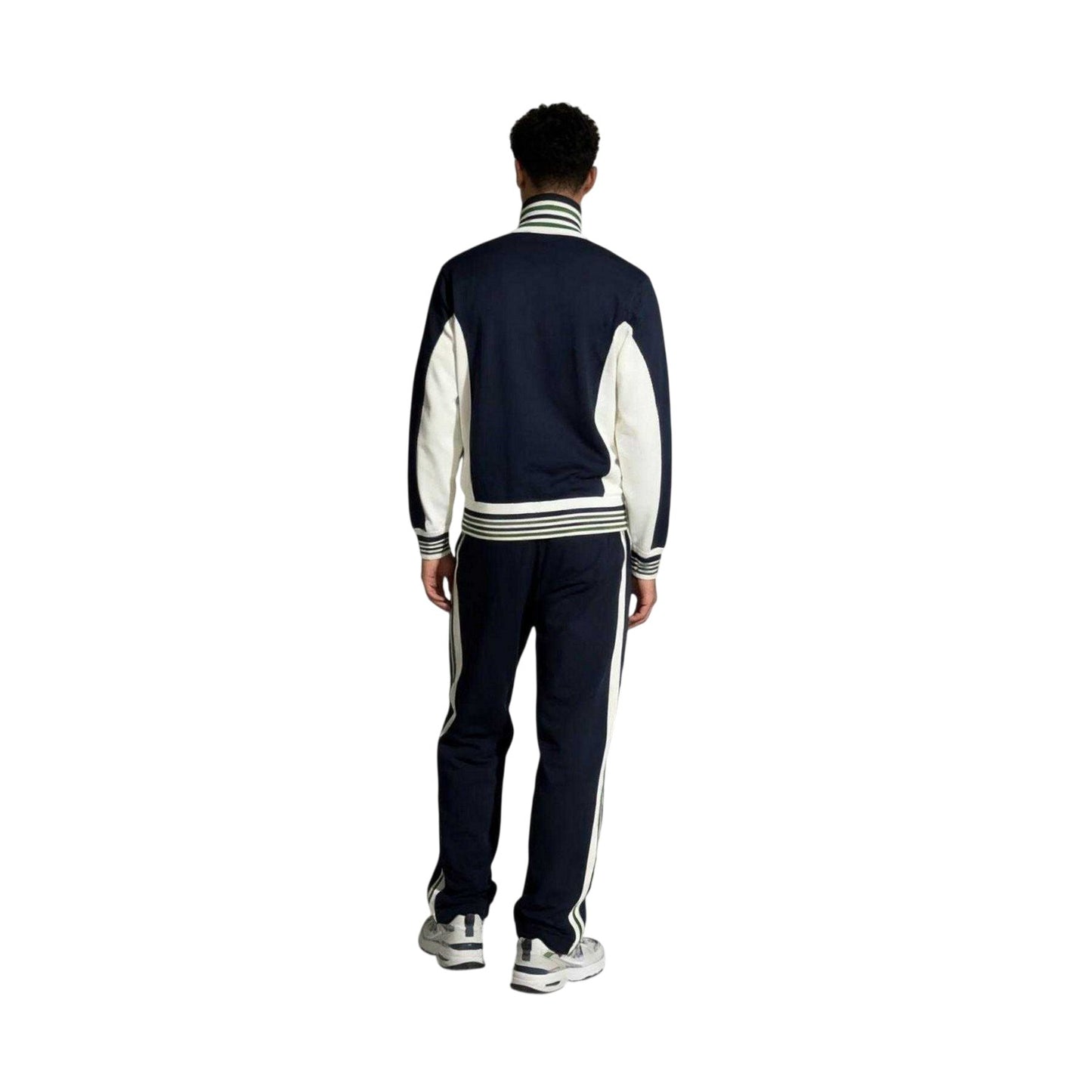 Blue - Pack Shot - Slazenger Mens Off-Court Terrace Striped Relaxed Fit Tracksuit Top