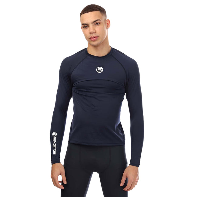 Navy - Front - Skins Mens Series-1 Long-Sleeved Base Layer Top