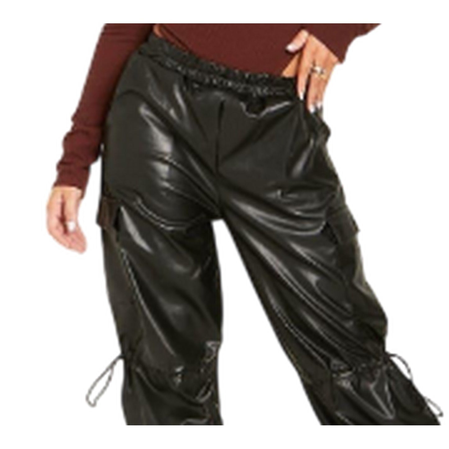 Black - Lifestyle - Missy Empire Womens-Ladies Toggle Cargo Trousers