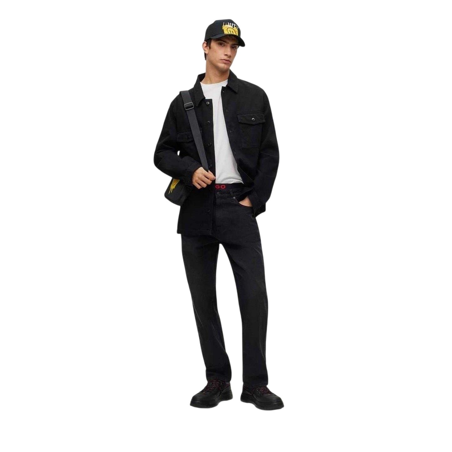 Black - Lifestyle - Hugo Mens Graffiti Face 5 Pockets Slim Jeans