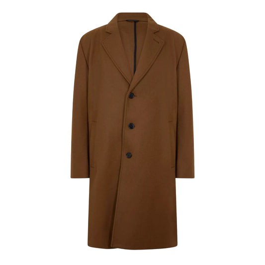 Rust-Copper - Front - Hugo Mens Plain Lapel Collar Overcoat
