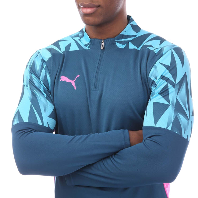 Blue - Side - Puma Mens Individual Final Quarter Zip Training Top