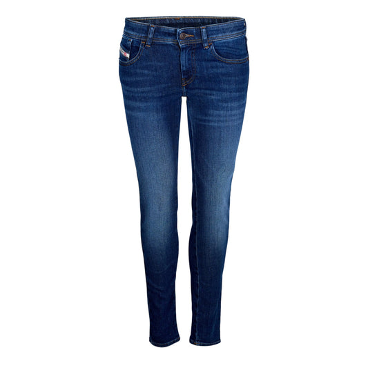 Blue Denim - Front - Diesel Womens-Ladies Mid Rise Straight Leg Jeans