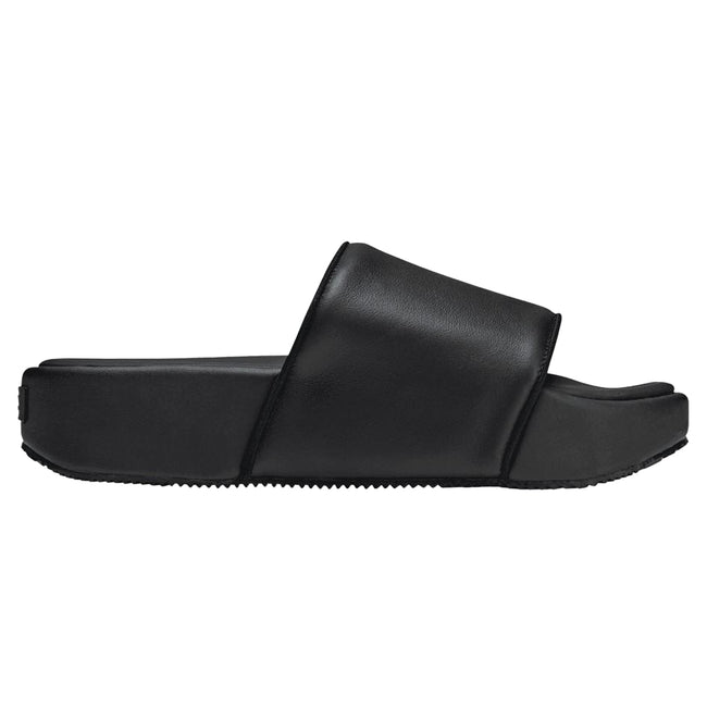 Black - Side - Y-3 Mens Plain Leather Sliders