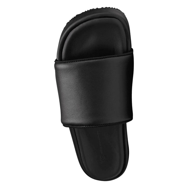 Black - Pack Shot - Y-3 Mens Plain Leather Sliders
