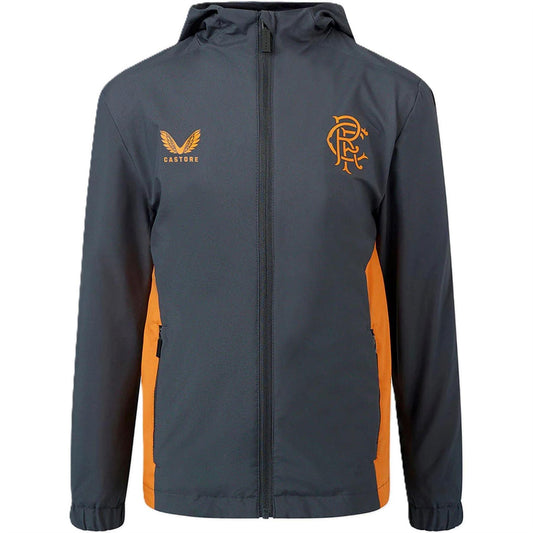 True Red - Front - Castore Boys Rangers FC Hooded Coach Jacket