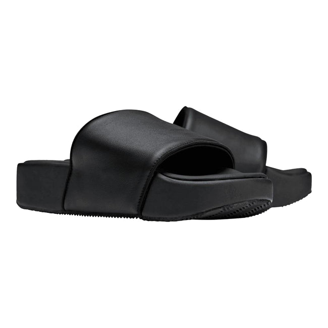 Black - Front - Y-3 Mens Plain Leather Sliders