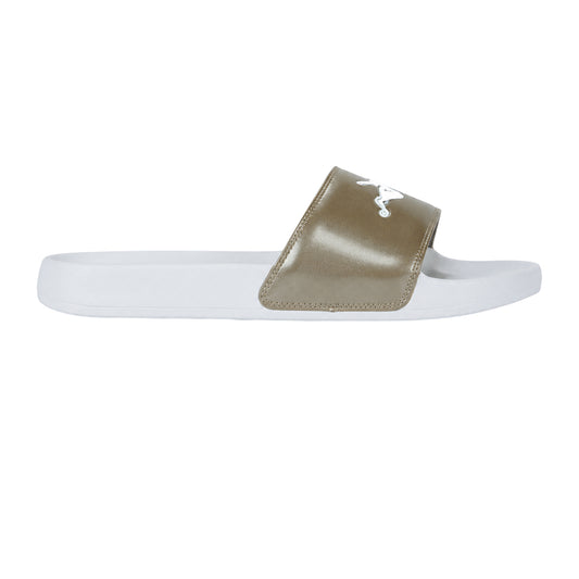 Bronze-White - Front - Lacoste Womens-Ladies Serve Moulded Footbed Sliders