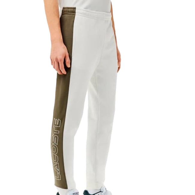 Cream - Side - Lacoste Mens Colour Block Jogging Bottoms