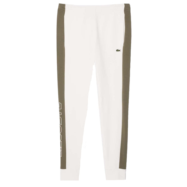 Cream - Front - Lacoste Mens Colour Block Jogging Bottoms