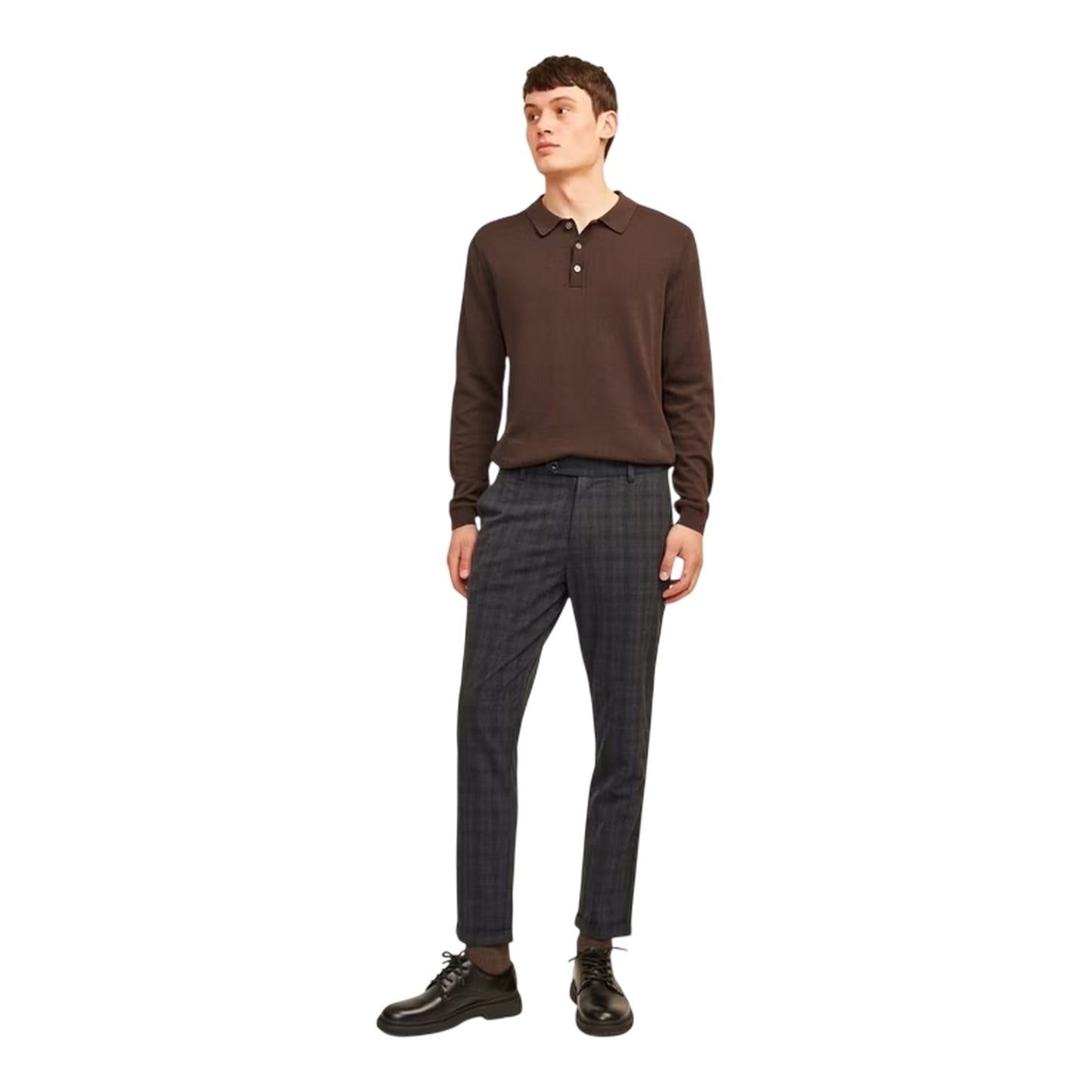 Black - Close up - Jack And Jones Mens Marco Plaid Slim Chinos