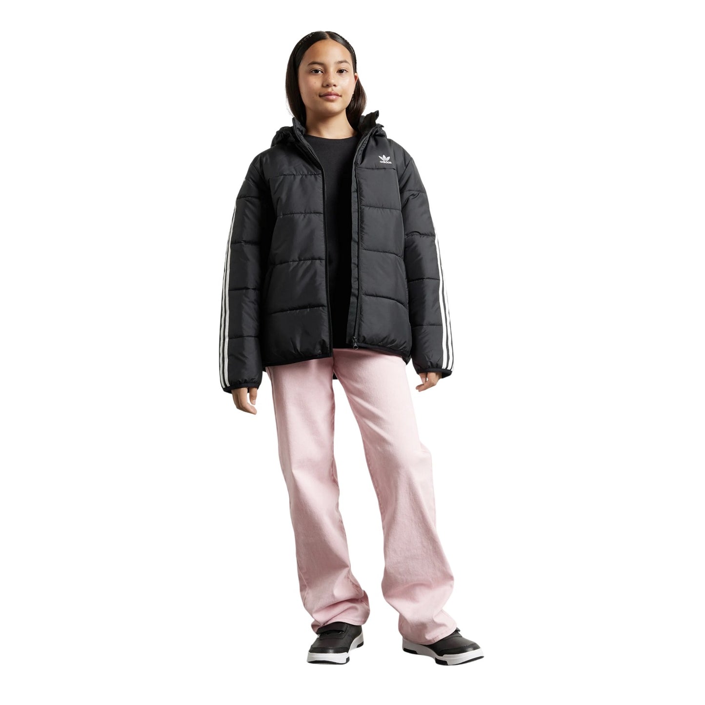 Black - Close up - Adidas Childrens-Kids Padded Jacket