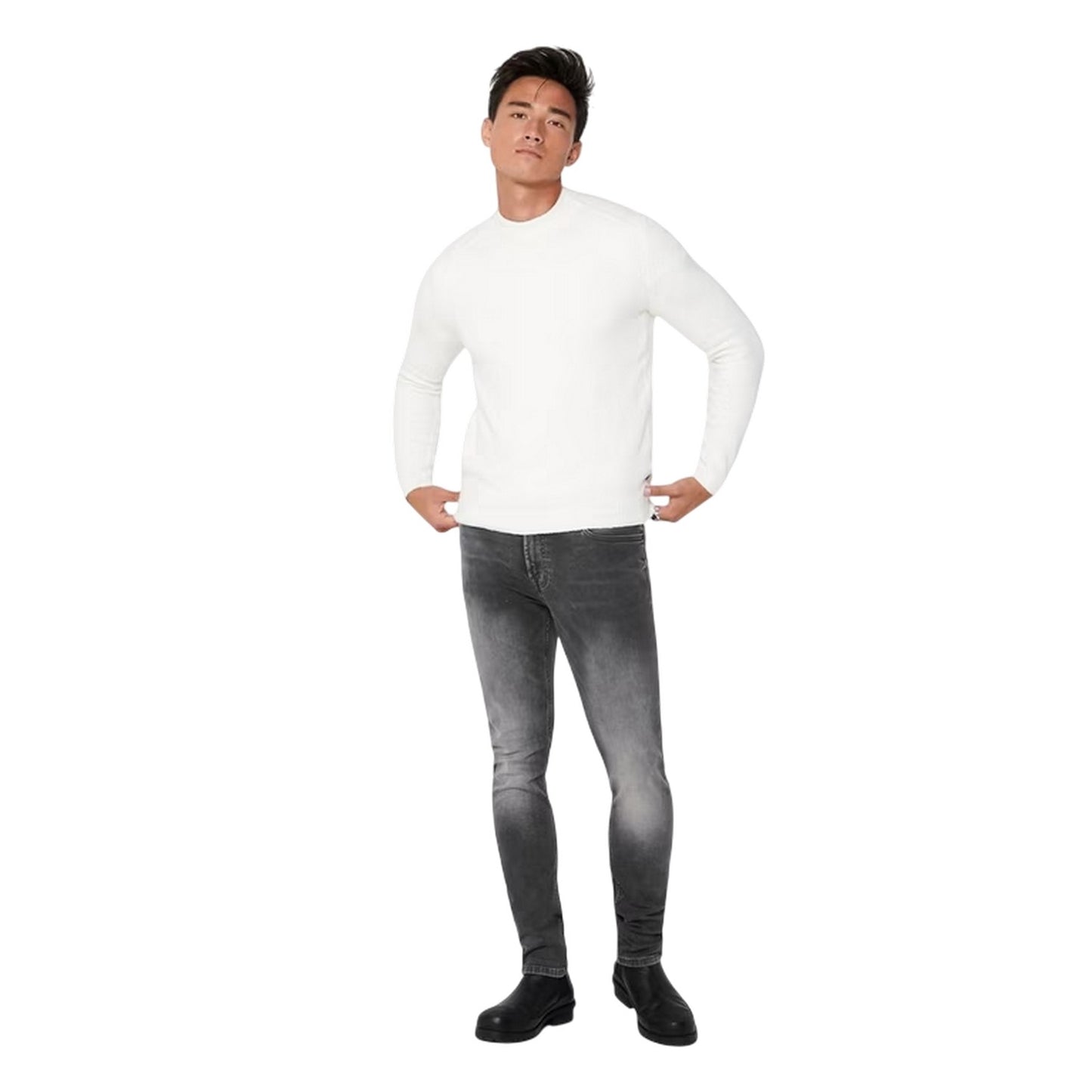 Grey - Lifestyle - Only Mens 5 Pockets Slim Jeans