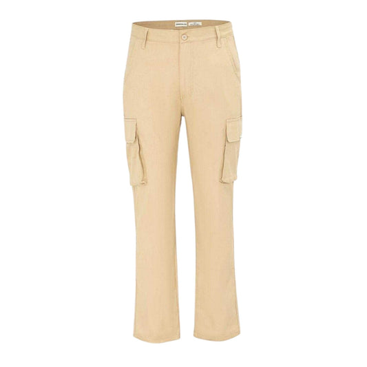 Cream - Front - SoulCal Mens Plain Slim Cargo Trousers