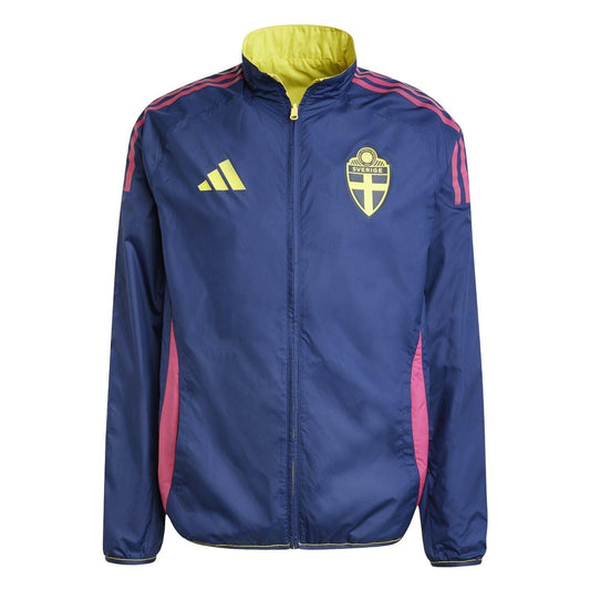 Dark Blue-Yellow - Front - Adidas Mens Sweden FA Anthem Jacket
