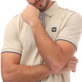 Stone - Side - Weekend Offender Mens Teresina Checked Trim Polo Shirt