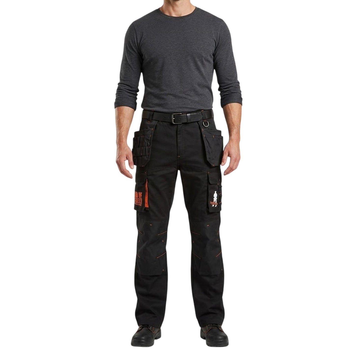 Black - Side - Band Of Builders Mens Work Cargo Trousers