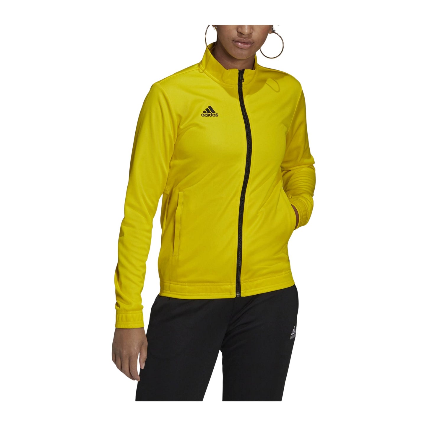 Yellow-Black - Side - Adidas Womens-Ladies Entrada 22 Track Jacket