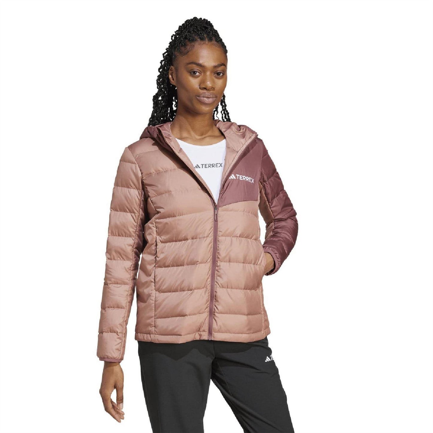 Beige - Pack Shot - Adidas Womens-Ladies Terrex Multi Recycled Polyester Lightweight Hooded Jacket