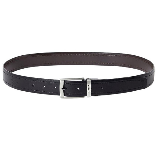 Black-Chocolate - Front - Osprey Mens Darwin Reversible Leather Belt