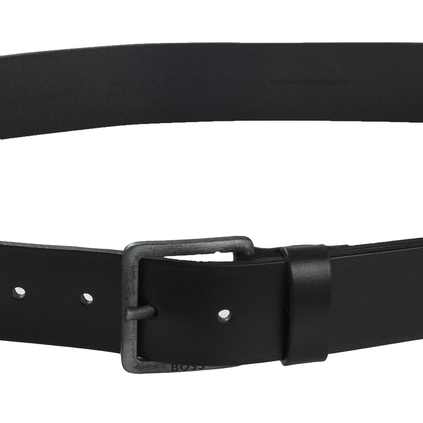 Black - Side - Boss Mens Cowhide Leather Belt