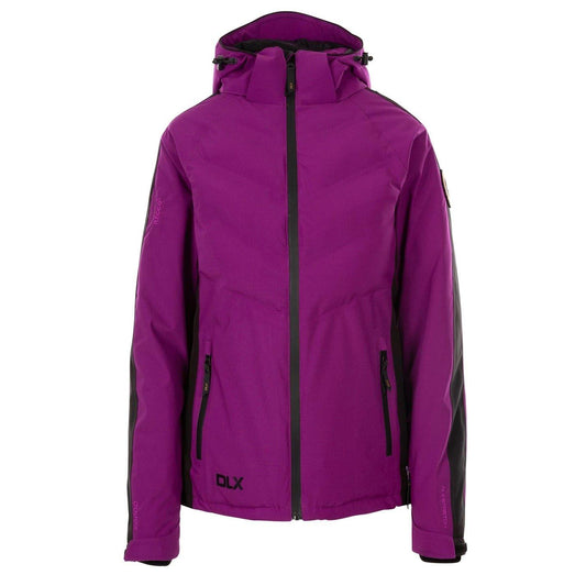 Wild Purple - Front - DLX Womens-Ladies Gabriella Colour Block Hooded Ski Jacket
