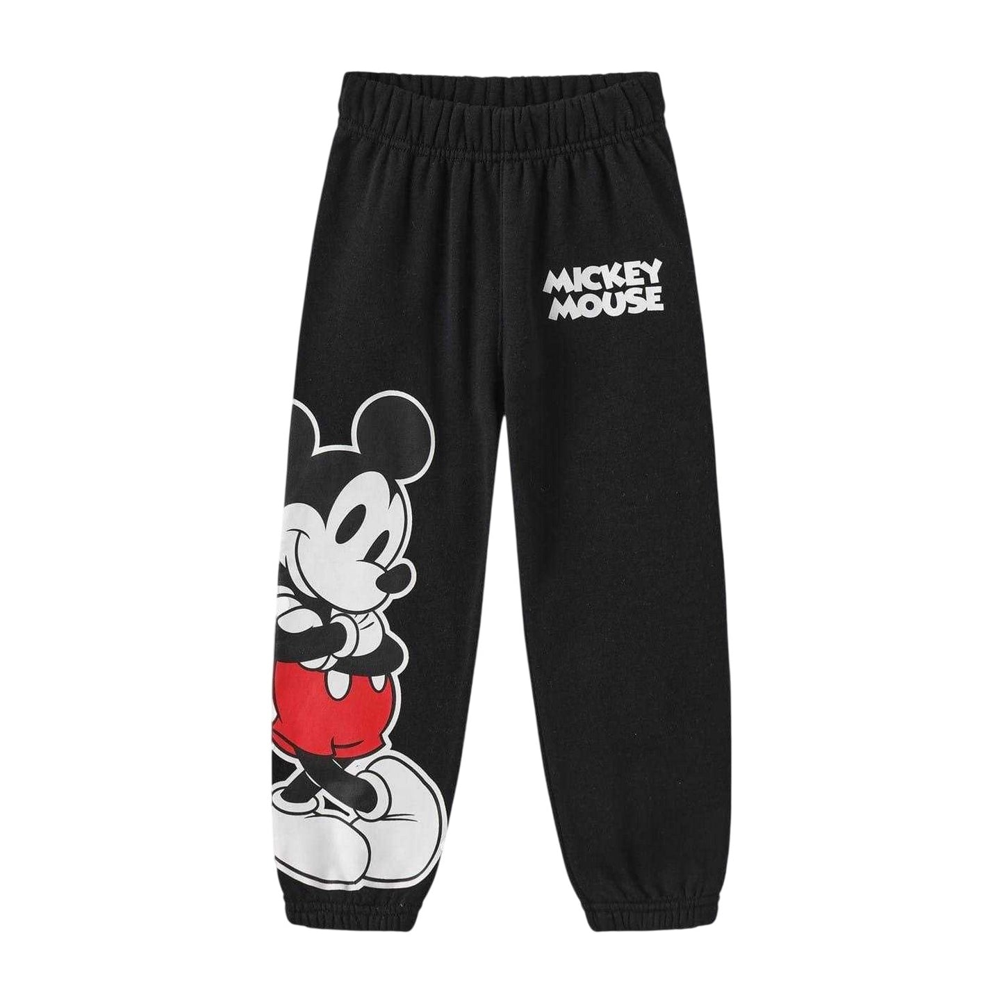 Grey - Side - Mickey Mouse Childrens-Kids Brushed Back Sweatshirt & Jogging Bottoms