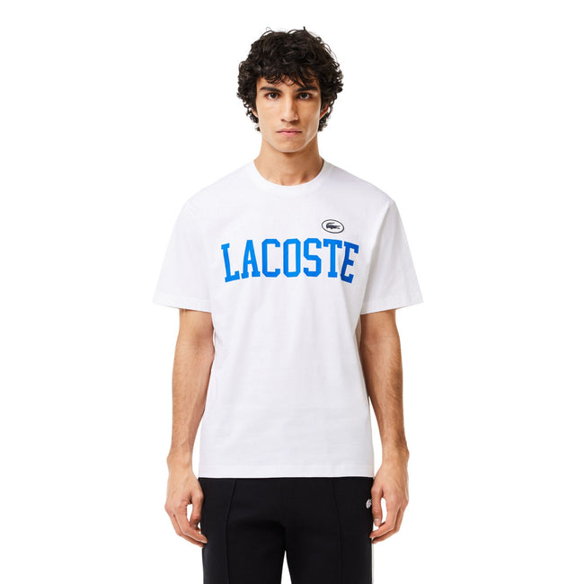 White - Pack Shot - Lacoste Mens Contrast Cotton Badge T-Shirt