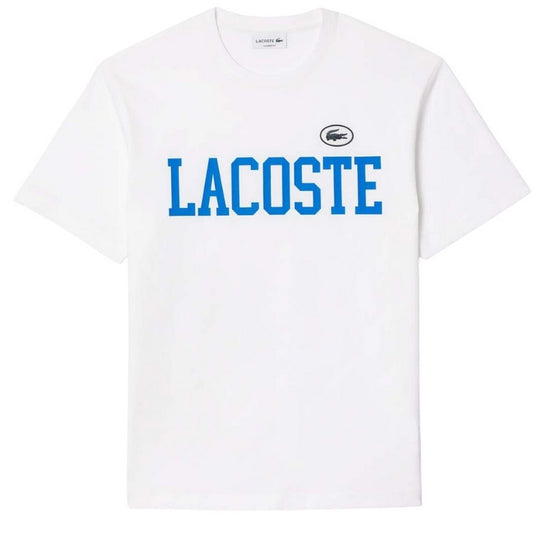 White - Front - Lacoste Mens Contrast Cotton Badge T-Shirt
