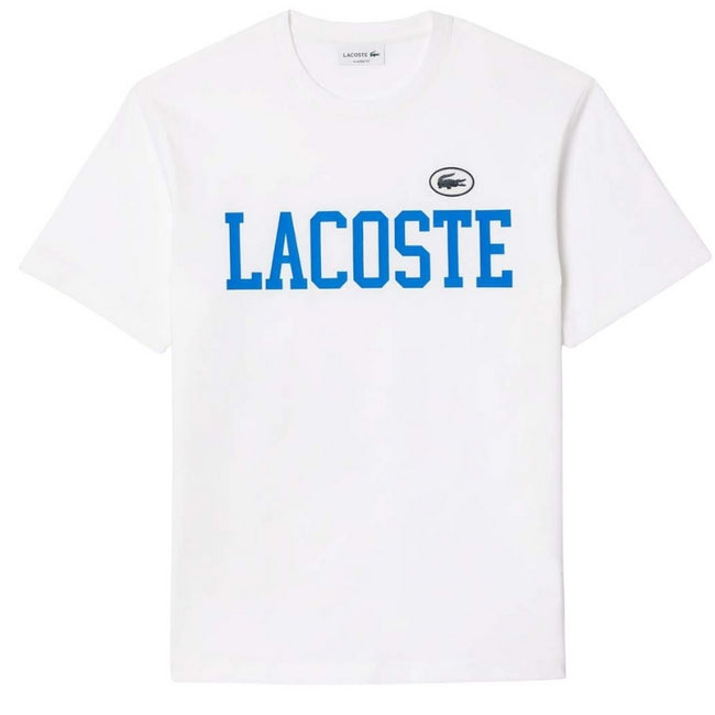 White - Front - Lacoste Mens Contrast Cotton Badge T-Shirt