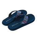 Navy - Side - Rocket Dog Womens-Ladies Adios Stark Contrast Striped Flip Flops