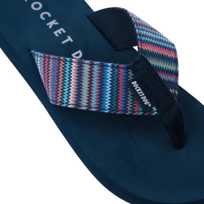 Navy - Lifestyle - Rocket Dog Womens-Ladies Adios Stark Contrast Striped Flip Flops