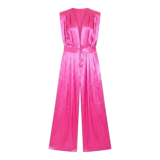 Pink - Front - Missy Empire Womens-Ladies Wide Leg Sleeveless Jumpsuit