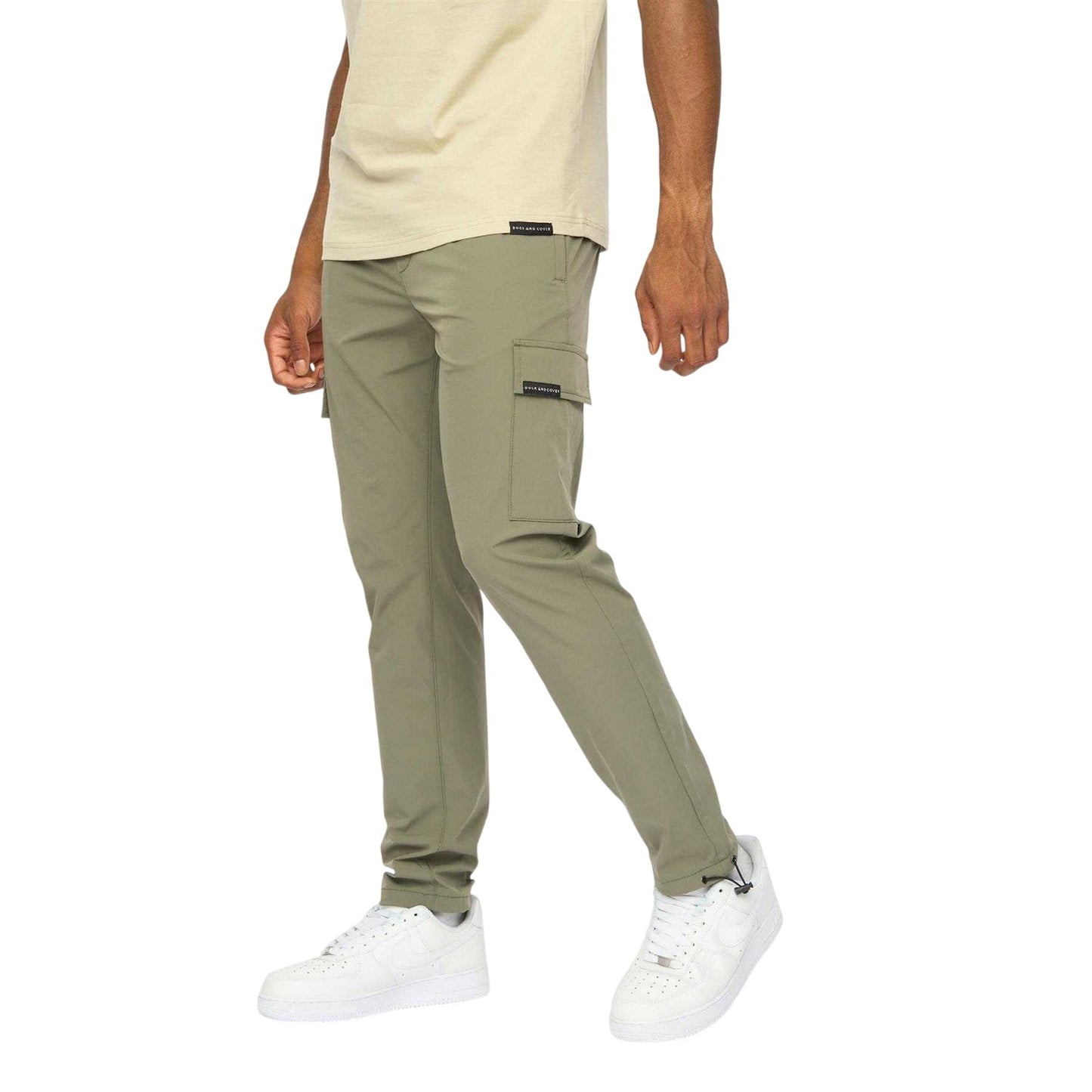 Olive - Side - Duck and Cover Mens Chatslare Nylon Combat Trousers