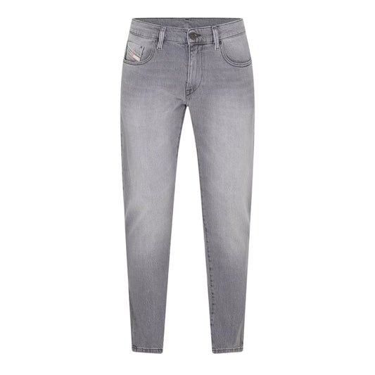 Grey - Front - Diesel Mens Denim 5 Pockets Straight Leg Jeans