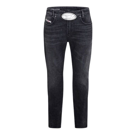 Black-Grey-Denim - Front - Diesel Mens Striket D 5 Pockets Straight Jeans