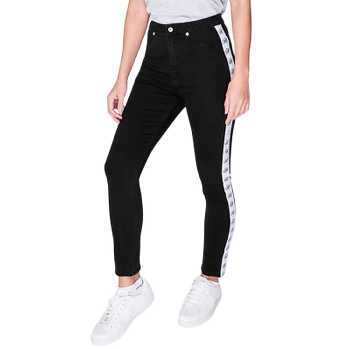 Black - Side - Guess Womens-Ladies Cotton Blend Jeans