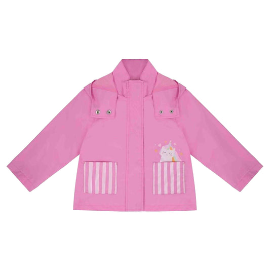 Pink - Front - Gelert Girls Unicorn Waterproof Jacket