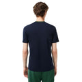 Blue - Side - Lacoste Mens Stripe Pique Stretch T-Shirt