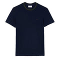 Blue - Front - Lacoste Mens Stripe Pique Stretch T-Shirt