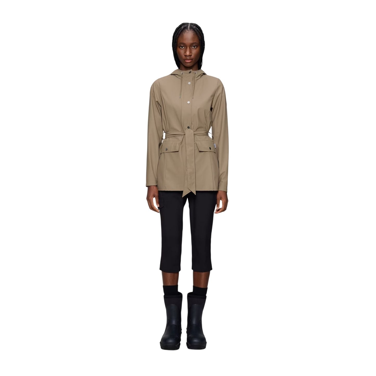 Beige - Lifestyle - Rains Womens-Ladies Curve Waterproof Jacket